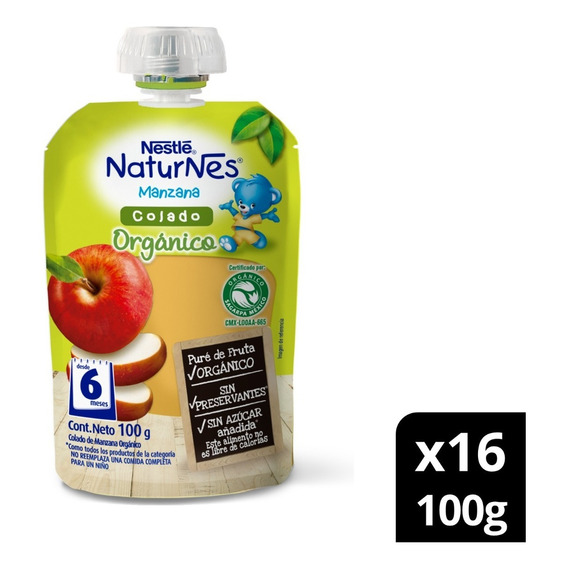Compota Nestlé Naturnes® Orgánico Manzana 100g Pack X16