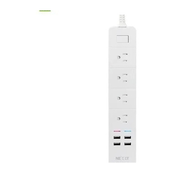 Regleta Inteligente Wifi Nexxt, Google Alexa / 4 Tomas 4 Usb Color Blanco