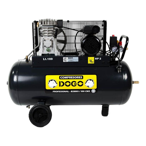 Compresor 2hp Monofásico 100 Litros Dogo Profesional Color Negro Fase Eléctrica Monofásica Frecuencia 50 Mhz