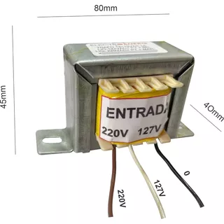 Transformador Trafo Bivolt Ent.127/220v Saída 0+12v 1 Amper