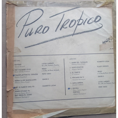 Vinilo Lp Puro Trópico Varios Artistas Género Tropical 