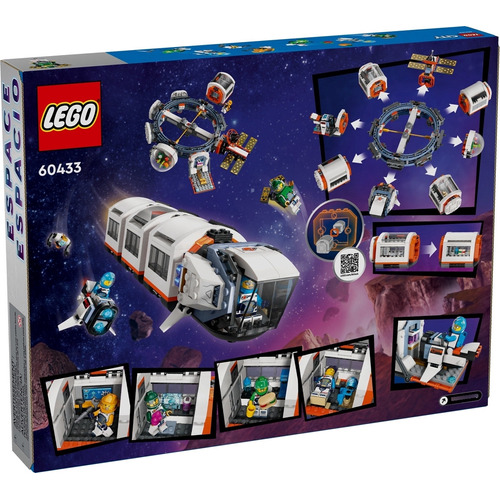 LEGO® City Estación Espacial Modular juguete de construcción con nave espacial de acoplamiento, moto espacial, módulos habitacionales y 6 minifiguras de tripulantes espaciales 60433