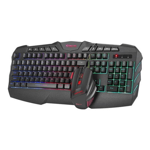 Combo Gamer Xtrike Me Teclado Ergonómico + Mouse 2400dpi Rgb Color del mouse Negro Color del teclado Negro