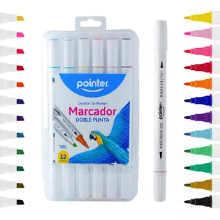 Marcador Permanente Doble Punta Estuche X 12 Colores Niños