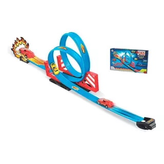 Pista Carrinho Infantil Tipo Hotwheels Duplo Looping Braskit