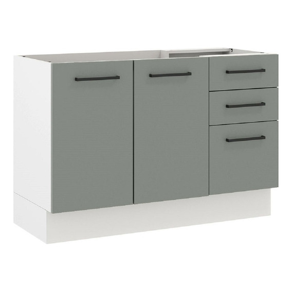 Mueble De Cocina Madesa 3 Cajones 2 Puertas 120 Cm Color Gris