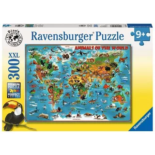 Rompecabezas Ravensburger Mapa Animales Del Mundo 300 Piezas Xxl