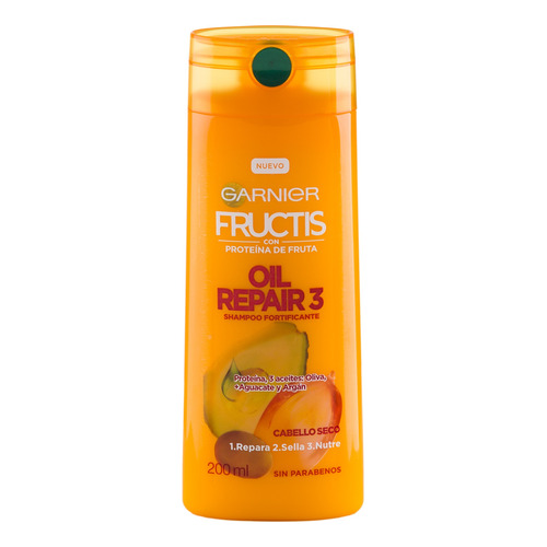 Shampoo Garnier Fructis Reparación de aceite en botella de 200mL por 1 unidad