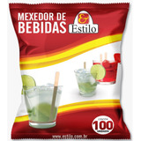 500 Mexedor De Bebida Drink Suco Madeira 12cm