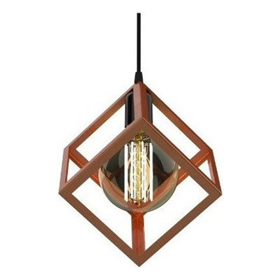 Colgante Jaula 1 Luz Cubo Cobre Vintage Apto Led 1007 Sf Cobre