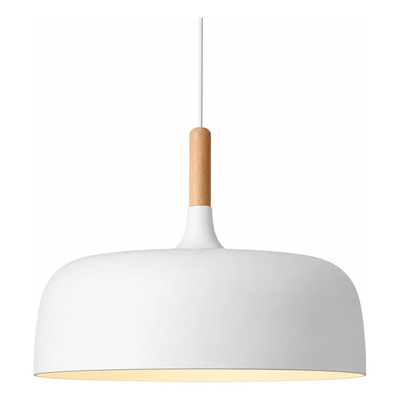 Colgante 1 Luz Bois Blanco Con Madera Apto Led E27 Deco Blanco