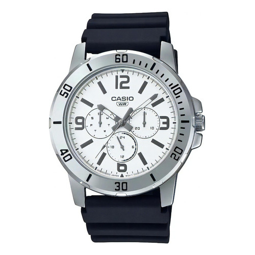 Reloj Casio Sports Mtp-vd300-7b Hombre Color de la correa Negro Color del bisel Plateado Color del fondo Blanco