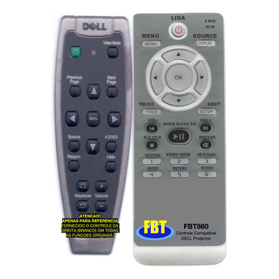 Controle Remoto P/ Projetor Dell 1800mp E 2400mp 2 Fbt 860