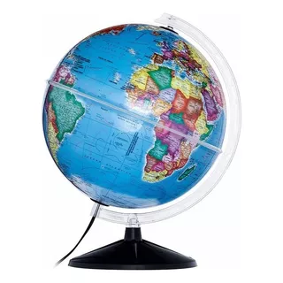 Globo Terrestre Político 30cm Diâmetro Bivolt Lâmpada Led