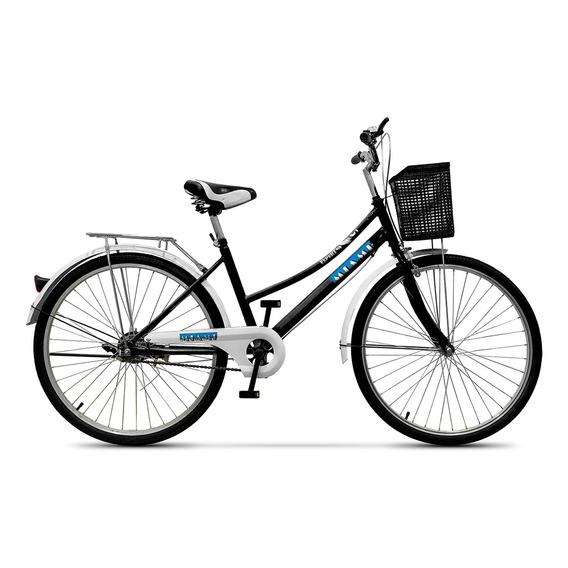 Bicicleta paseo femenina Expert Bikes Miami R26 color negro/blanco con pie de apoyo