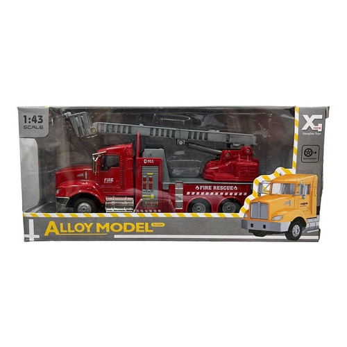 Camion Bomberos Pull Back 19cm 1:43 Metal 3891 Color Rojo