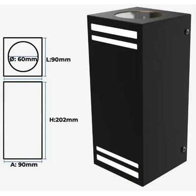 Aplique Bidireccional Biline Exterior Apto Led Gu10 Negro