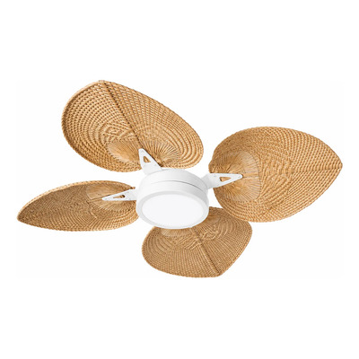 Ventilador De Techo Verona Blanco Palas De Rattán Roble Led 1.2 Cm 50 Hz Blanco Cálido Roble Rattan 4