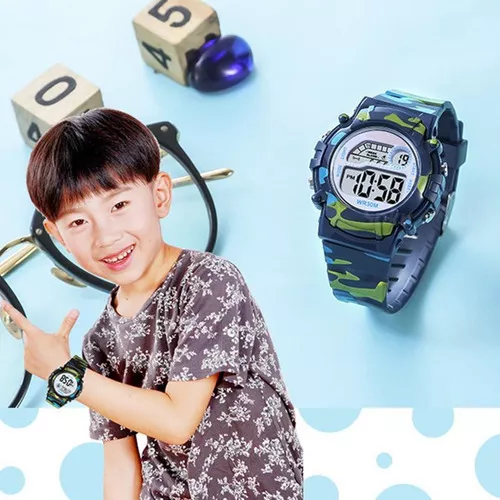 Reloj Infantil Led Niño Alarma Cronometro Militar Camuflaje