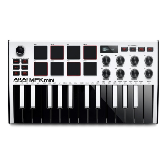 Controlador Teclado Midi Akai Mpk Mini Mk3 Usb 25 Blanco