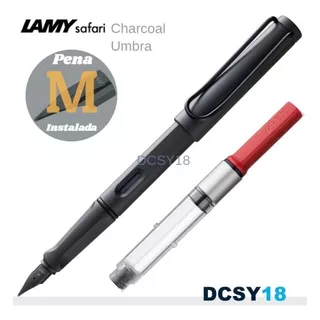 Caneta Tinteiro Lamy Safari Charcoal Negro Fosco + Conversor