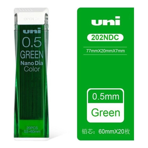Puntillas De Color / Minas De Colores / 0.5 Mm/ Uni Nano Dia Color Verde