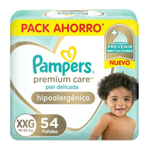 Pañales Pampers Premium Care Hipoalergénico Talle XXG 54 u