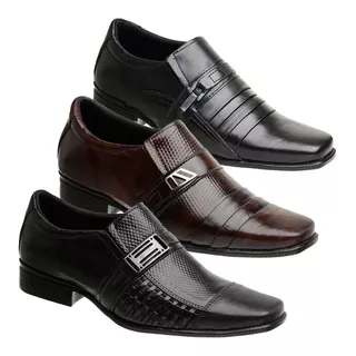 3 Pares Sapato Social Masculino Couro Legítimo  + Frete R 04