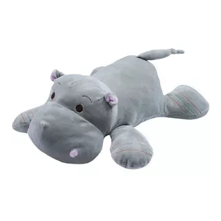Hipopótamo De Pelúcia Deitado Cinza 27 Cm