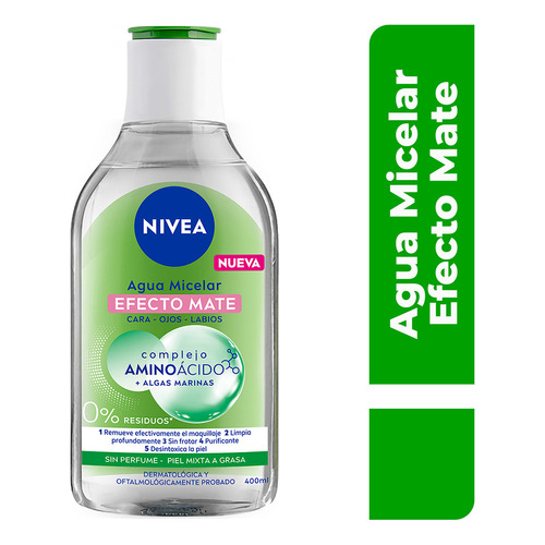 Agua Micelar Nivea Efecto Mate Complejo Aminoácido 400 Ml