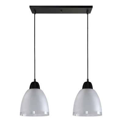 Colgante 2 Luces Vidrio Borde Transparente Negro Apto Led