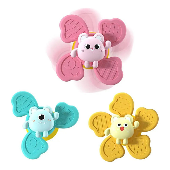 Juguetes Giratorios Pack X3 Spinner Con Ventosas Para Bebés