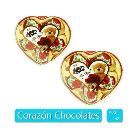Estuche Regalo Corazón Rosas De  Chocolate Adro X5 Bombones