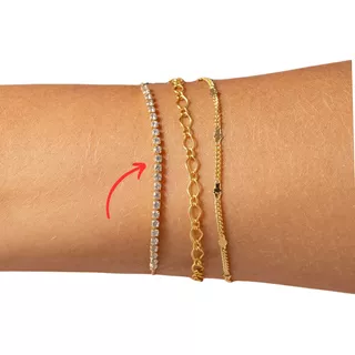 Pulseira Riviera Gravatinha Delicada, Banho Ouro 18k