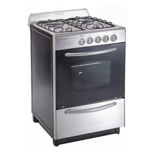 Cocina Domec CGXV a gas 4 hornallas  plateada 220V puerta con visor 62L