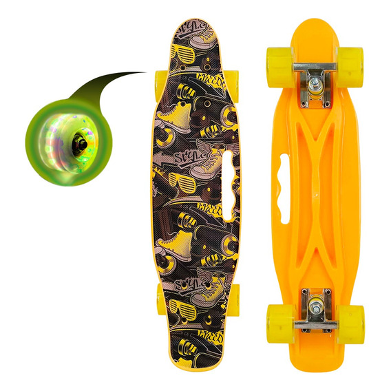 Skate Penny Carving Patineta Yellow Shoes Ruedas Led Niños