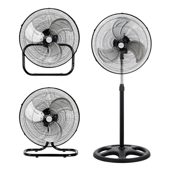 Ventilador 3 En 1 Negro 18 Pulgadas 3 Vel Multiuso Giratorio