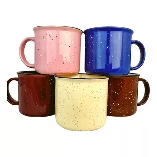 Set 5 Tazas Ceramica Diseño Peltre Grande Café O Te