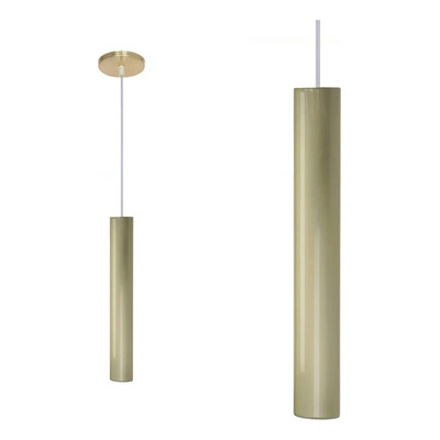 Lampara Colgante Cilindro 1 Luz Apto Led Gu10 35 Cm Oro Oro Mate