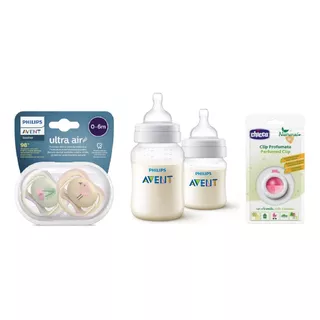 Set Recien Nacido Avent ® 2 Mamaderas 2 Chupetes Nena Mixto