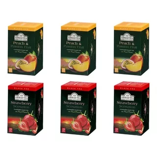 Té Ahmad Tea Negro Durazno/maracuya Y Negro Frutilla Pack 6