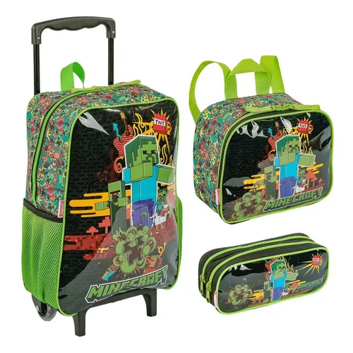 Mochila escolar con ruedas minecraft on sale