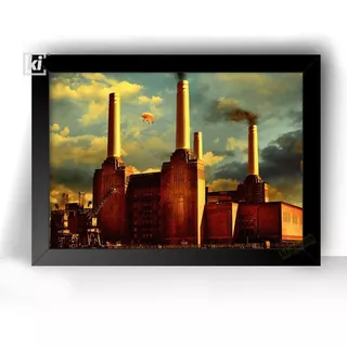 Quadro Decorativo Arte Pink Floyd Animals Moldura 44x32cmcm