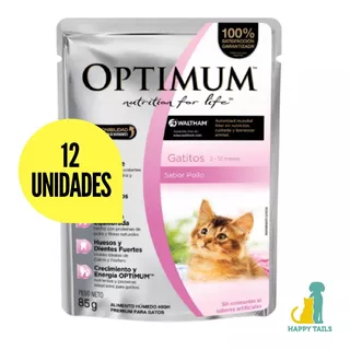 Alimento Optimum Gatito Kitten Sobre Pollo 85 G X12 Unidades