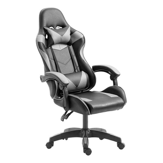 Silla Gamer Ergonómica Cuero Ecológico Reclinable Color Negro/gris