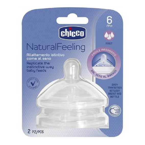 Tetina Mamila Chicco Naturalfeeling 6m+ Flujo Rápido 2 Pack