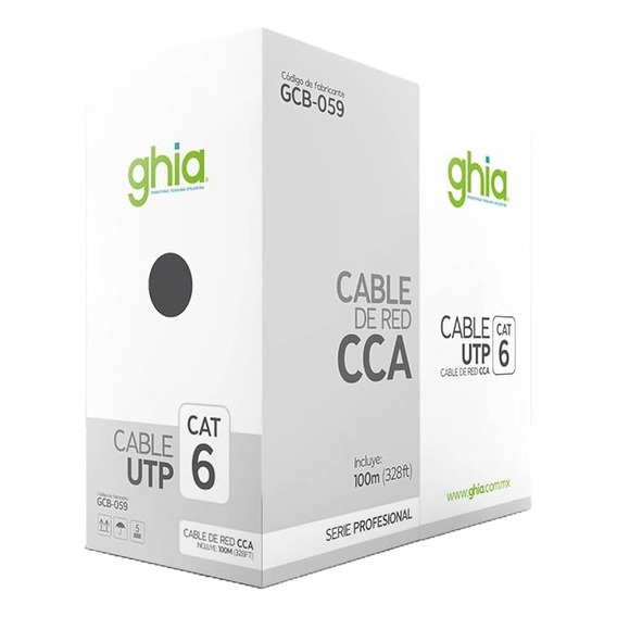 Bobina De Cable Ghia Cat 6 Utp 100mts 23awg Certificacion Ce
