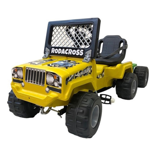 Karting Mini Jeep Con Trailer A Cadena Rodacross Color Amarillo