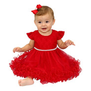 Vestido Infantil Festa Tam: Pmg Vermelho Com Renda Katitus