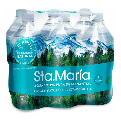 Agua De Manantial Sta María 6 Pack 1l